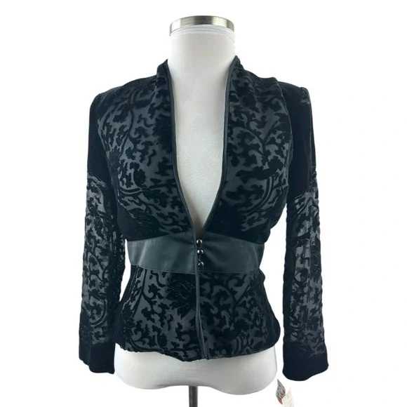 NWT Vintage Ever Beauty Jacket Black Velvet Size 10 Whimsigoth Dark Romantic - Picture 15 of 16